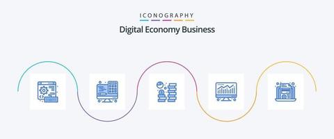 digital ekonomi företag blå 5 ikon packa Inklusive ekonomi. ekonomi. mynt. Diagram. sparande vektor