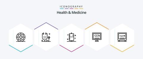 Gesundheit und Medizin 25 Linie Symbol Pack einschließlich . . form. Krankenhaus. Gesundheit vektor