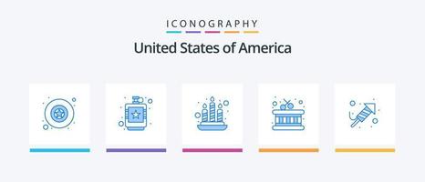 USA blå 5 ikon packa Inklusive dag. religion. ljus. brand arbete. instrument. kreativ ikoner design vektor