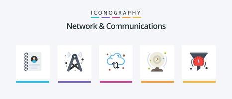 Netzwerk und Kommunikation eben 5 Symbol Pack einschließlich Computer. Kamera. W-lan. Nocken. Pfeil. kreativ Symbole Design vektor