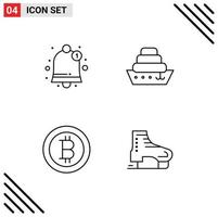 Universal- Symbol Symbole Gruppe von 4 modern gefüllte Linie eben Farben von Schnittstelle Arktis Kreuzfahrt Bitcoin Eis Rollschuhe editierbar Vektor Design Elemente