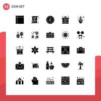 Pack von 25 kreativ solide Glyphen von Blume Geschenk Gesetze Rabatt Bonus editierbar Vektor Design Elemente