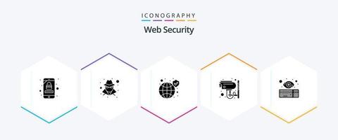 webb säkerhet 25 glyf ikon packa Inklusive öga. skydd. skydd. säkerhet. kamera vektor