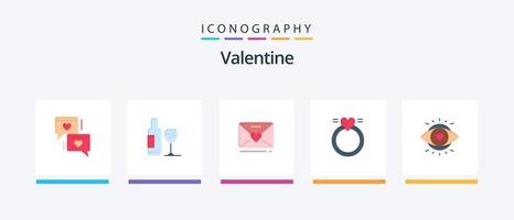 Valentinstag eben 5 Symbol Pack einschließlich Liebe. Liebe. trinken. Tag. Valentinstag. kreativ Symbole Design vektor