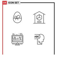Linie Pack von 4 Universal- Symbole von Ei Konto Natur logistisch Anzeige editierbar Vektor Design Elemente