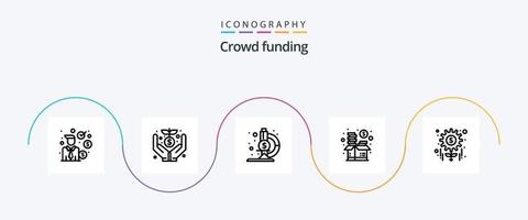 Crowdfunding Linie 5 Symbol Pack einschließlich Management. Geld. Labor. Fonds. Investition vektor