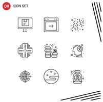 9 kreativ ikoner modern tecken och symboler av server datacenter hemsida databas fest redigerbar vektor design element
