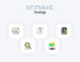 strategi platt ikon packa 5 ikon design. kontakter. strategi. team. förvaltning. meddelande vektor