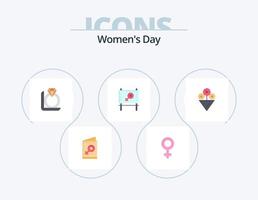 kvinnor dag platt ikon packa 5 ikon design. kvinnor. gåva. symbol. diamant. dag vektor