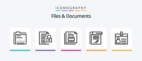 Dateien und Unterlagen Linie 5 Symbol Pack einschließlich Daten. Archiv. dokumentieren. Rechnung. dokumentieren. kreativ Symbole Design vektor