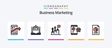Geschäft Marketing Linie gefüllt 5 Symbol Pack einschließlich Graph. Geschäft. Marketing. Smartphone. Marketing. kreativ Symbole Design vektor