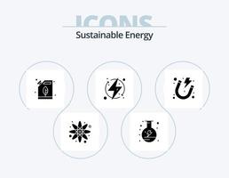 hållbar energi glyf ikon packa 5 ikon design. energi. förnybar. elektrisk. energi. ecologic vektor