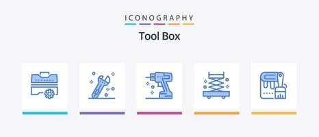 Werkzeuge Blau 5 Symbol Pack einschließlich malen. Farbstoff. bohren. Bürste. Industrie. kreativ Symbole Design vektor