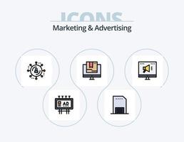 marknadsföring och reklam linje fylld ikon packa 5 ikon design. bokmärke. Nyheter. mobil. marknadsföring. reklam vektor