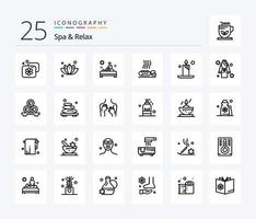 Spa und entspannen 25 Linie Symbol Pack einschließlich Gesundheit . Pflanze . Therapie. Spa vektor