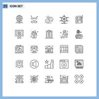 editierbar Vektor Linie Pack von 25 einfach Linien von Information Hilfe Liebe Daten Emoji editierbar Vektor Design Elemente