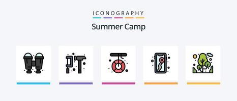 Sommer- Lager Linie gefüllt 5 Symbol Pack einschließlich . Reise. Wohnmobil. Wohnmobil. kreativ Symbole Design vektor