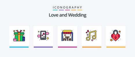 Hochzeit Linie gefüllt 5 Symbol Pack einschließlich Privatgelände. sperren. Liebe. Datum. Liebe. kreativ Symbole Design vektor