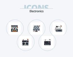 Elektronik Linie gefüllt Symbol Pack 5 Symbol Design. . elektronisch. Gerät. Telefon. Zelle Telefon vektor