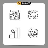 4 universell linje tecken symboler av musik Diagram fest säkerhet statistik redigerbar vektor design element