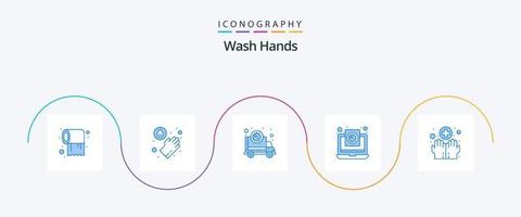 tvätta händer blå 5 ikon packa Inklusive händer. Rapportera. korona. medicinsk. coronavirus vektor