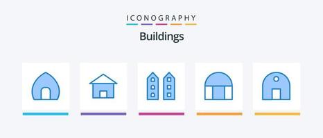 Gebäude Blau 5 Symbol Pack einschließlich islamisch Gebäude. Gebäude. Haus. speichern. Geschäft Vorderseite. kreativ Symbole Design vektor