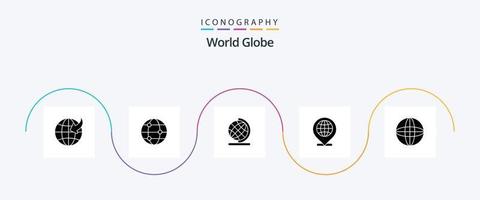 Globus Glyphe 5 Symbol Pack einschließlich . Welt. Globus. Internet. Ort vektor