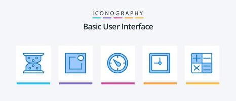 Basic Blau 5 Symbol Pack einschließlich . Timer. Taschenrechner. kreativ Symbole Design vektor