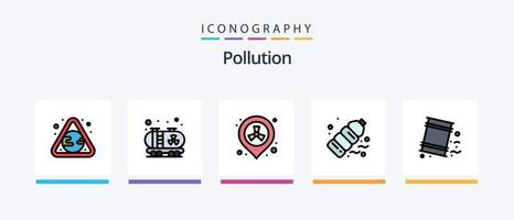 förorening linje fylld 5 ikon packa Inklusive avfall. gas. Platshållare. burk. gas. kreativ ikoner design vektor