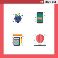 användare gränssnitt packa av 4 grundläggande platt ikoner av höst frukt verktyg vingård mobil beräkning redigerbar vektor design element