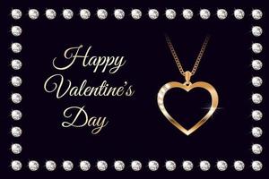 Banner mit goldener Herzkette mit Diamanten zum Valentinstag vektor