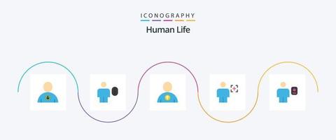 mänsklig platt 5 ikon packa Inklusive kropp. erkännande. avatar. bild. kropp vektor
