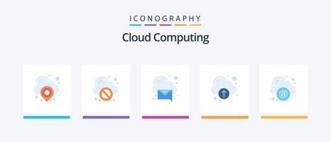 Wolke Computing eben 5 Symbol Pack einschließlich Post. Wolke. Wolke. Technologie. kreativ Symbole Design vektor