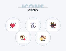 valentine linje fylld ikon packa 5 ikon design. post. dag. feb. alla hjärtans dag. kort vektor