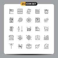 Gruppe von 25 Linien Zeichen und Symbole zum Topf Glück Toilette Gold Schicht editierbar Vektor Design Elemente