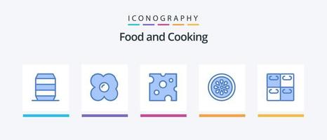 mat blå 5 ikon packa Inklusive skaldjur. pizza. dryck. citron. äta. kreativ ikoner design vektor