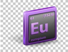 Europäisches chemisches Element. chemisches Symbol mit Ordnungszahl und Atommasse. vektor