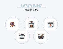 hälsa vård linje fylld ikon packa 5 ikon design. nödsituation. telefon. ben. mobil. hälsa vård vektor