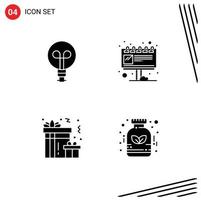 4 kreativ ikoner modern tecken och symboler av Glödlampa natt annons ad alternativ redigerbar vektor design element