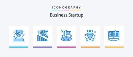 Geschäft Anfang Blau 5 Symbol Pack einschließlich Netz. Computer. Ziel. Diagramm. Medaille. kreativ Symbole Design vektor