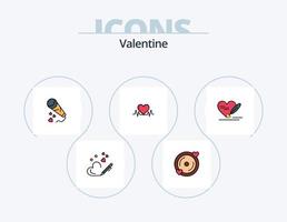 valentine linje fylld ikon packa 5 ikon design. kärlek. kärlek. shats. dag. valentine vektor