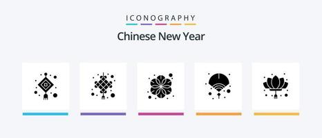 Chinesisch Neu Jahr Glyphe 5 Symbol Pack einschließlich Chinesisch. Jahr. Chinesisch. neu. Chinesisch. kreativ Symbole Design vektor