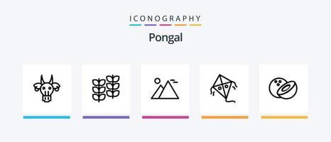 pongal linje 5 ikon packa Inklusive . patato. kultur. träd. handflatan träd. kreativ ikoner design vektor