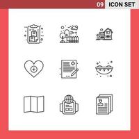 uppsättning av 9 modern ui ikoner symboler tecken för läkare hjärta parkera tycka om Lägehet redigerbar vektor design element
