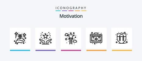 Motivation Linie 5 Symbol Pack einschließlich . Abzeichen. Bearbeitung. vergeben. Erlösung. kreativ Symbole Design vektor