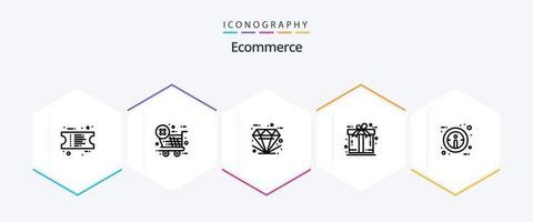 E-Commerce 25 Linie Symbol Pack einschließlich unterzeichnen. die Info. Gut. gegenwärtig. kostenlos vektor