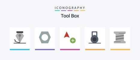 verktyg platt 5 ikon packa Inklusive . markören. tråd. kreativ ikoner design vektor