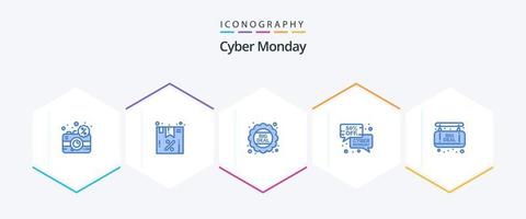 cyber måndag 25 blå ikon packa Inklusive försäljning. meddelande. erbjudande. e-handel. försäljning vektor