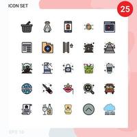 Piktogramm einstellen von 25 einfach gefüllt Linie eben Farben von Medien Schnittstelle Gerät Prozentsatz Diagramm editierbar Vektor Design Elemente