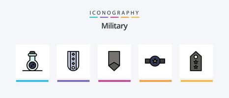 Militär- Linie gefüllt 5 Symbol Pack einschließlich Medaille. Dekoration. Militär. Abzeichen. Militär. kreativ Symbole Design vektor